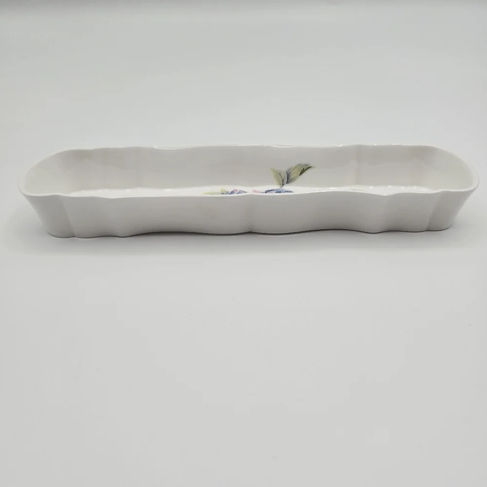 Vintage Hammersley England Fine Bone China Floral Butterfly Olive Mint Dish Tray